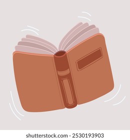 Cartoon vector illustration of open book. Education and online class concept.