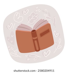 Cartoon vector illustration of open Book. Rear view