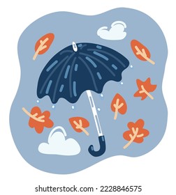 Cartoon Vektorgrafik von offenem Regenschirm und Herbstkonzept.