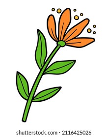Cartoon vector illustration, orange spring flower