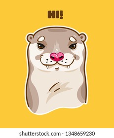 Cartoon vector illustration of an otter