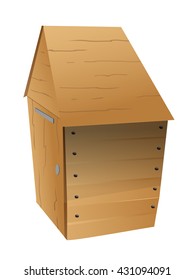 cartoon vector illustration of an outhouse