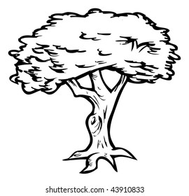 cartoon vector illustration outline tree