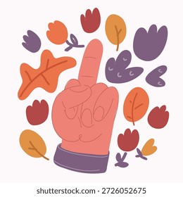 Ilustração de vetor de desenhos animados de Ultrajante e desprezo fode seu gesto de mão. Sinal do meio da mão do dedo gestual