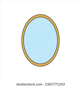 cartoon Vector illustration oval mirror icon in doodle style