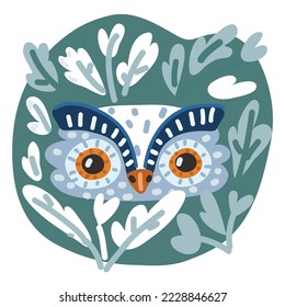 Cartoon vector illustration of Owl face