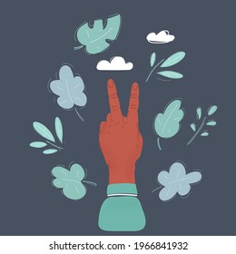 Cartoon vector illustration of Painted finger smiley isolated on dark background.