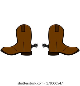 Cartoon vector illustration of a pair of leather cowboy boots