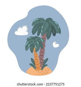 Cartoon vector illustration of Palm trees with
