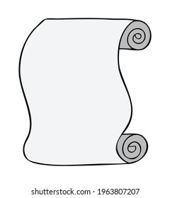 Ilustración vectorial de dibujos animados del desplazamiento del papel. Bordes de colores y negros.