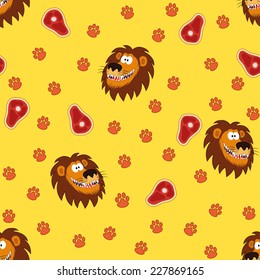 Cartoon vector illustration. Pattern with funny lions