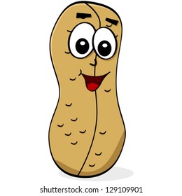 Cartoon vector illustration of a peanut with a happy face