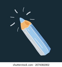 Cartoon vector illustration of pencil isolated on dark background