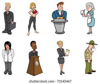 cartoon vector illustration of people professions