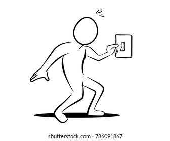 cartoon vector illustration of person pushing a button