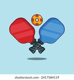 cartoon vector illustration of pickleball. Vector cartoon Illustration suitable for poster, brochure, web, mascot, sticker, logo and icon.