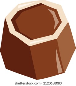 A cartoon vector illustration of a piece of chocolate.