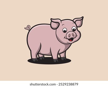 Ilustración vectorial de dibujos animados de un cerdo