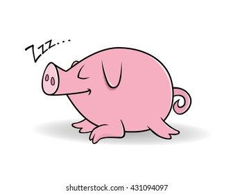 cartoon vector illustration of a pig sleeping