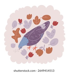Ilustração vetorial de Pigeon comendo no parque