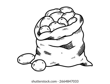 Ilustração de vetor de desenhos animados de uma pilha de batatas como alimento, símbolo de projeto de alimentos, tubérculos, legumes