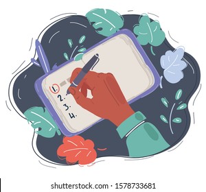 Cartoon vector illustration of planner for year resolution.