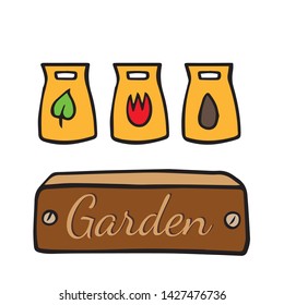 cartoon vector illustration of plant fertilizer sacks