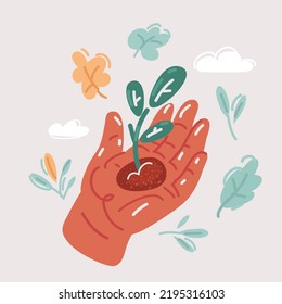 Cartoon vector illustration of Plant in hand.