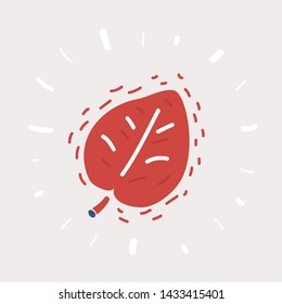 Cartoon vector illustration of plant leaf hand drawn style, isolated on white background.
