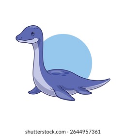 Cartoon Vector Illustration of Plesiosaurus Dinosaur
