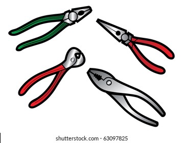 cartoon vector illustration of a pliers collection