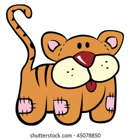 cartoon vector illustration plush kitten toy