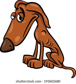 Cartoon Vector Illustration of Poor Sad Homeless Dog
