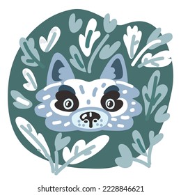 Cartoon vector illustration of portrait cute wolf face