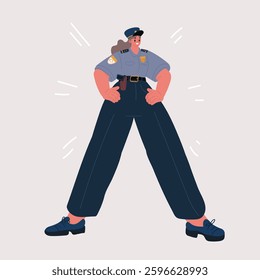 Cartoon vector illustration of Portrait of smiling confidence police woman