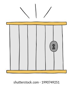 Cartoon vector illustration of prison. Colored and black outlines.