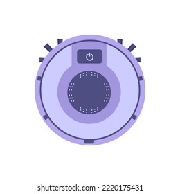 cartoon vector illustration of purple robot vacuum cleaner, flat style