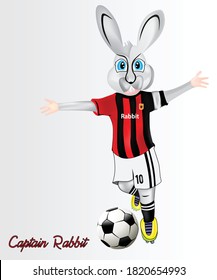 cartoon vector illustration of rabbit football player