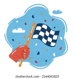 Dibujo vectorial de dibujos animados de la bandera de la raza en la mano humana