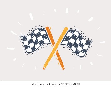 Cartoon vector illustration of Racing flag on white.