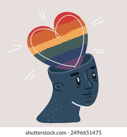 Cartoon vector illustration of Rainbow Heart Clipart, Vector Heart, LGBT community, Love, Glass heart vector, Rainbow Love, Pride month, Equality