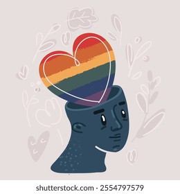 Cartoon vector illustration of Rainbow Heart Clipart, Vector Heart, LGBT community, Love, Glass heart. Rainbow Love, Pride month, Equality