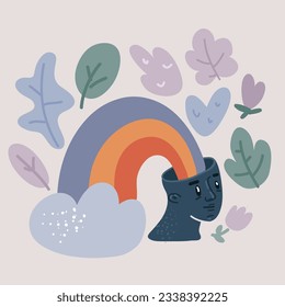 Cartoon vector illustration of rainbow out