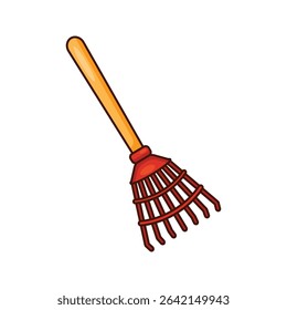 cartoon vector illustration of raking leaves
