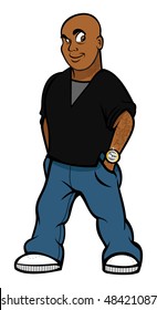 cartoon vector illustration of a rapper gangster