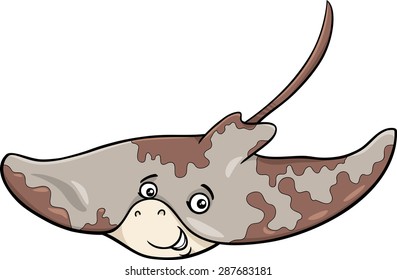 Cartoon Vector Illustration of Ray Fish Sea Animal