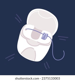 Cartoon vector illustration of Realistic dental floss template. Closed and open case over dark backround
