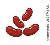 cartoon vector illustration of red bean 