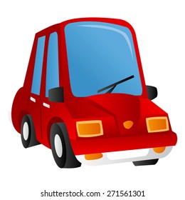 A cartoon vector illustration of a red car.