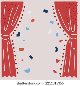 Cartoon vector illustration of red curtains